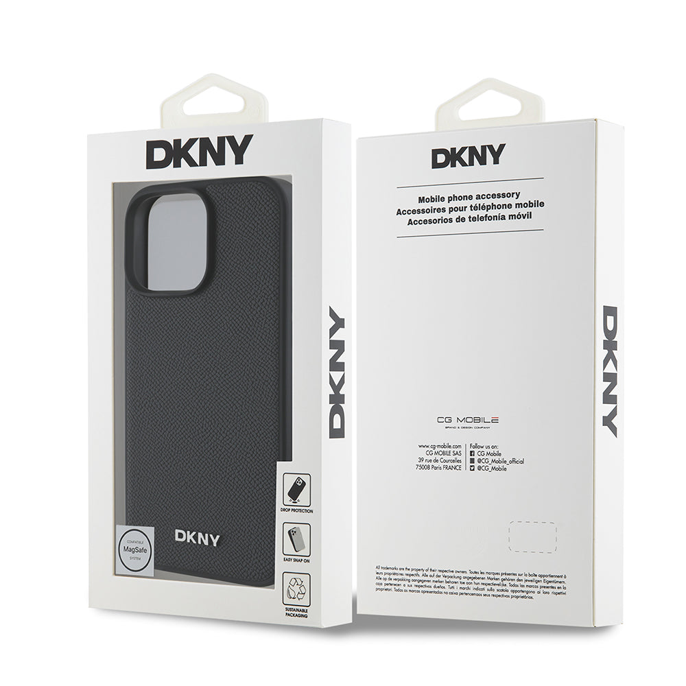 DKNY iPhone 16 Pro Orjinal Lisanslı M-safe Şarj Özellikli Metal Logolu PU Deri Grained Kılıf DKNY iPhone 16 Pro Orjinal Lisanslı M-safe Şarj Özellikli Metal Logolu PU Deri Grained Kılıf